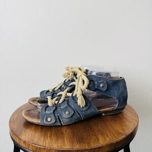 Women’s Blue Suede Leather Lace Up Sandals Women’s Size 8